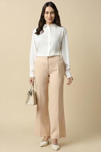 Allen Solly Women Beige Solid Formal Trousers