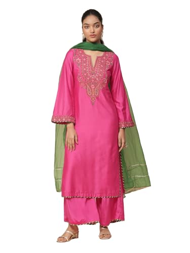 Aarke Ritu Kumar Pink Embroidered Kurta With Palazzo And Dupatta