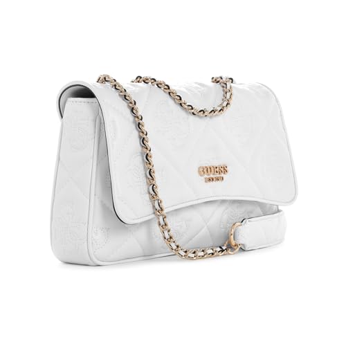 GUESS Women's White Quilted Crossbody Bag| Ladies Purse Handbags | Gift For Ladies