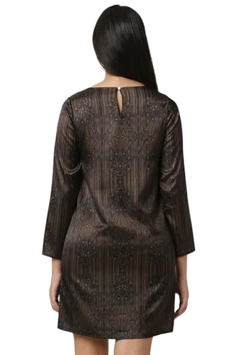 Women Black Print Thigh-Length Party Dress