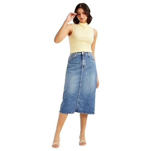 Levi's Women's High Rise Blue Straight Fit Skirt