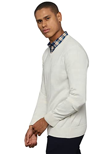 Allen Solly Men Cream Textured Crew Neck Full Sleeves Sweater