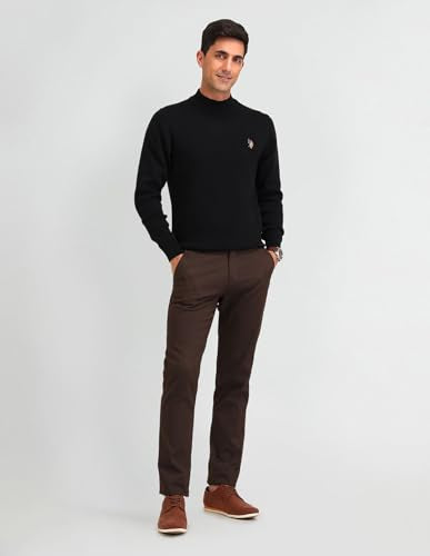 U.S. Polo Assn. Denim Co. Mens Black Solid Long Sleeve Cotton Classic Pullover Sweater (UDSWE0298_Black_)
