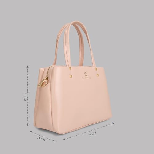 Caprese Geneva Medium Satchel Bag for Women with Adjustable & Detachable Strap & Multiple Compartments | Versatile Shoulder, Crossbody & Handheld Bag for Work, Travel, and Everyday Use (Pink Sorbet)