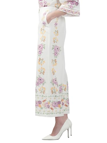 VERO MODA Women's Straight Fit High Rise White Pants