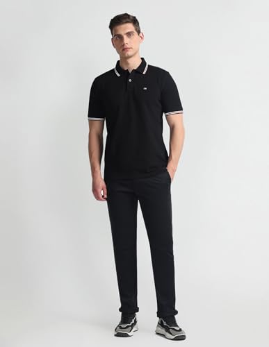 Arrow Slim Fit Cotton Trousers Black