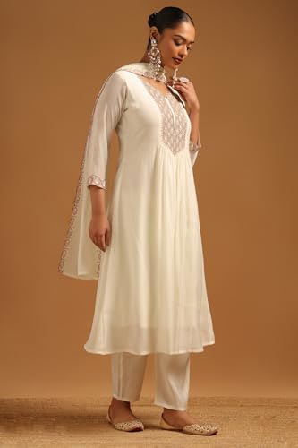 Soch Womens Cream Mul Chanderi Geometric Salwar Suit With Machine Embroidery and BeadsDetails