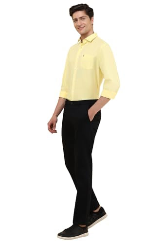Men Yellow Slim Fit Solid Full Sleeves Casual Shirts
