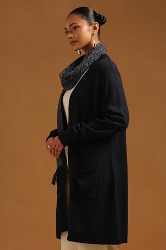 Soch Womens Navy Blue Acrylic Crochet Winter Shrug