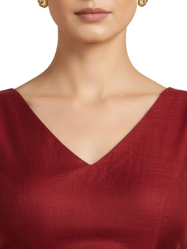 Thevasa Women's Silk Modern V-Cut Padded Blouse (32)