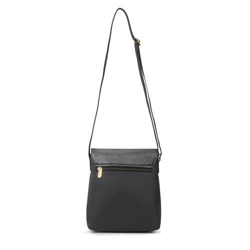 Caprese Fergi Large Crossbody Bag for Women with Adjustable Strap for Comfortable Wear | Versatile Handbag with Zipper & Magnetic Button Closure for Everyday Use, Travel, & Special Occasions (Black)
