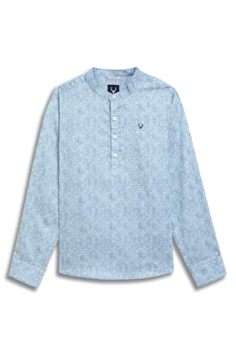 Boys Light Blue Print Casual Shirt