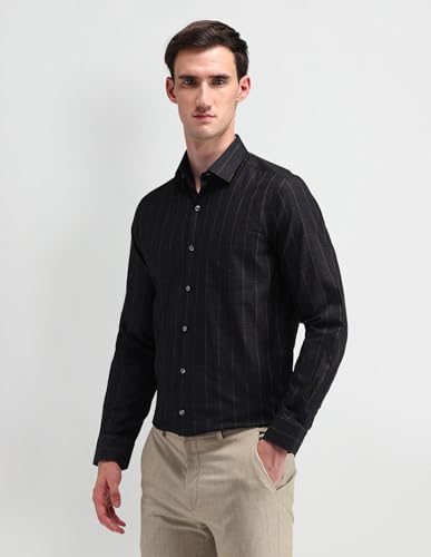 Arrow Men Grey Checkered Spread Collar Full Sleeve Formal Cotton Slim Fit Shirt (ARAISH0360_Grey_40)