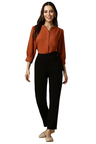 Allen Solly Women's Regular Fit Blouse (AHTSCRGFF43340_Brown