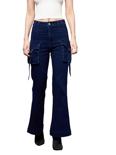 Miss Chase Women's Bootcut High Rise Regular Stretchable Denim Jeans (Plus Size)(MCSS22DEN12-40-71-24, Navy Blue, 24)