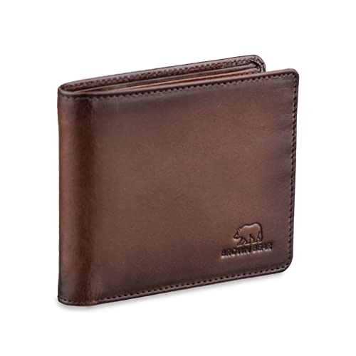 BROWN BEAR Nappa Leather RFID Wallet for Man, Slim Bifold (Brown)