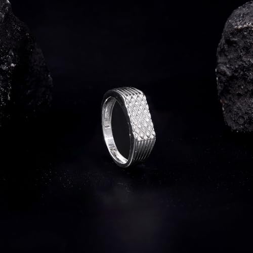 GIVA 925 Silver Textured Edge Ring For Him, Adjustable | Gifts for Men and Boys | With Certificate of Authenticity and 925 Stamp | 6 Months Warranty