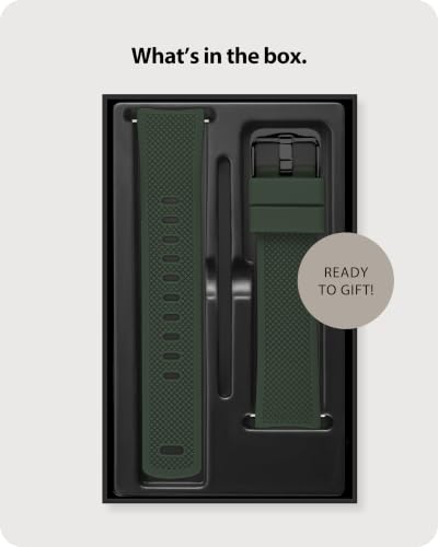Fullmosa 20mm No‑Gap Curved Silicone Watch Strap (Army Green) | [No Watch] Premium Watch Band for Samsung Galaxy Watch 7/6/5/4 40mm 44mm,Garmin Vivoactive,Noise ColorFit Ultra,boAt Vertex
