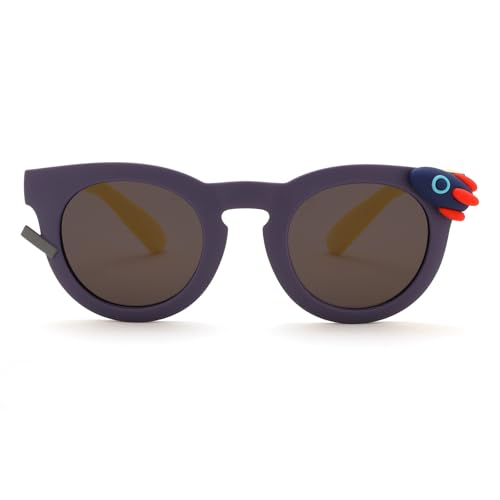 Karsaer Kids Stylish Sunglasses for Boys Girls Children Round UV 400 Protection Polarized Glasses (Age 3 to 8 years) E1373