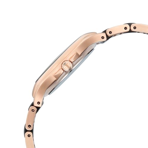 Titan Work Essentials with Black Dial Rose Gold Metal Strap Watch for Women - 95380KD01