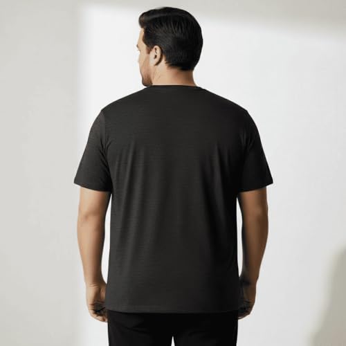 Khakey Men's Round Neck Half Sleeve Pure Cotton Dark Melange Plus Size T-Shirt | Tshirt for Men 3XL