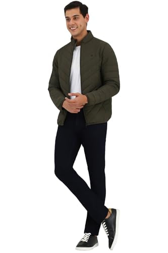 Allen Solly Men's A-Line Coat (ASJKQBOF862573_Olive