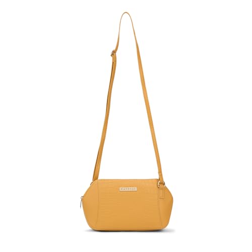Caprese York Small Sling Bag for Women with Adjustable Strap & Zipper Closure for Comfortable Wear | Versatile Handbag for Everyday Use, Travel, and Special Occasions (Ochre)