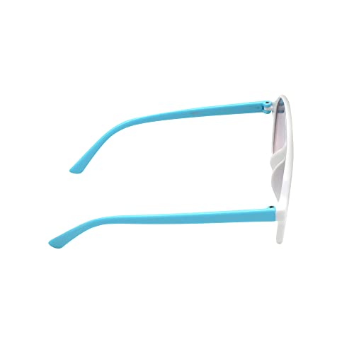SPIKY Unisex Kids Aviator Sunglass With Protective Case White & Blue Frame Black Lens, Free Size - (Pack of 1)