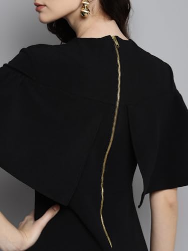 Sassafras Black Frill Cape Bodycon Dress SFDRSS10296XS