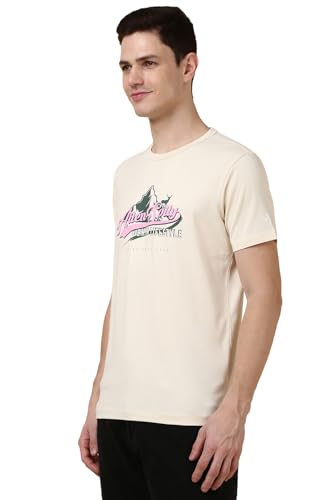 Allen Solly Men's Regular Fit T-Shirt (ASKPQRGFP62772_Cream