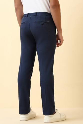 Men Navy Solid Casual Trousers