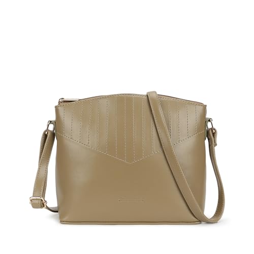 Fastrack City Beat Sling | Olive Faux-Leather Women’s Handbag | Adjustable Strap with Zipper Closure, Spacious Compartment & Stitch Detailing for Everyday Carry