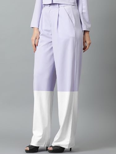 KOTTY Women's Straight Leg High-Rise Stylish Designer Trousers(Multicolor,30)