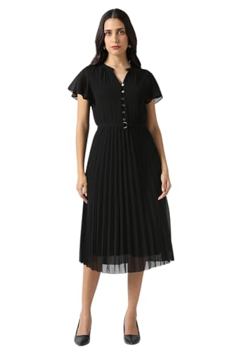 Women Black Solid Party Dress