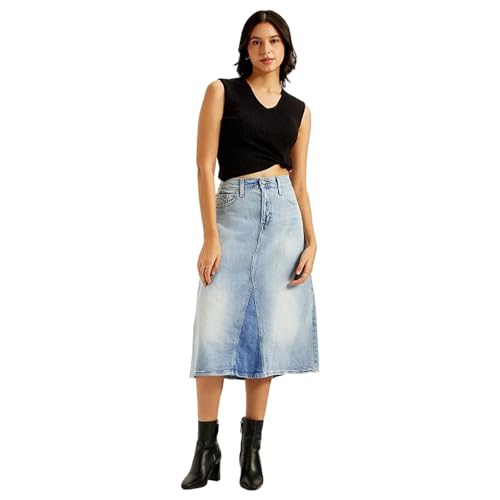 Levi's Women's High Rise Blue A-Line Skirt