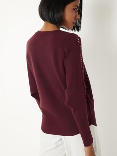 Max Women Embellished Sweater (Maroon_L)
