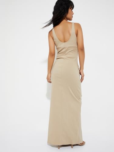 Max Alaya F x URB_N Women Bodycon Maxi Dress (Beige_XS)