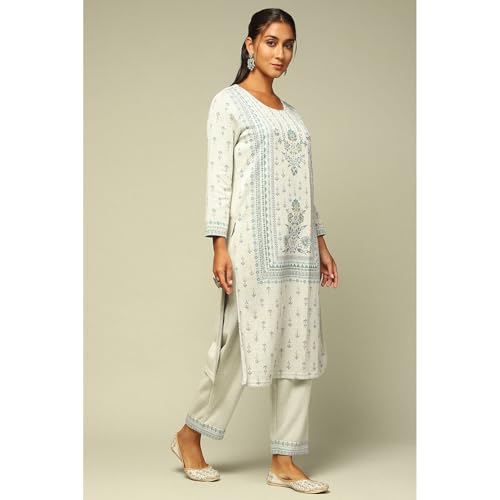 Rangriti Women's Acrylic Kurta Set (WNTRWR20200AW24GRY_Grey