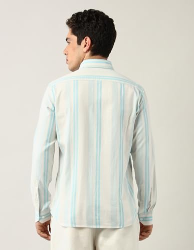 Arrow Sports Men's Striped Slim Fit Shirt (ASAJSH1348_Peach