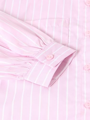 Max Girls Striped Regular Fit Shirt (Pink_6-8 Y)