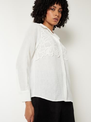 Max Women Embroidered Shirt(Off White_S)