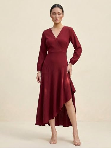 Varanga Modern Edge Dress Maroon