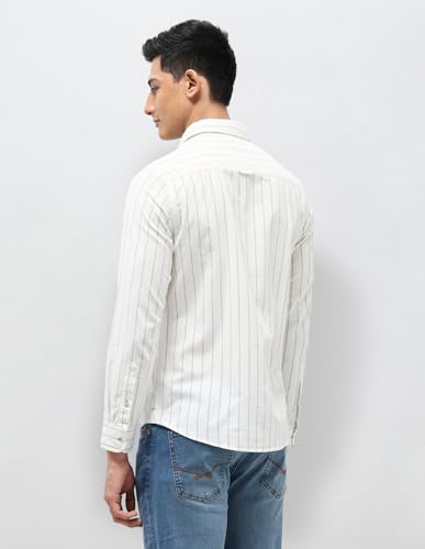 U.S. Polo Assn. Denim Co. Men's Striped Fitted Shirt (UDSHT1999_Ecru