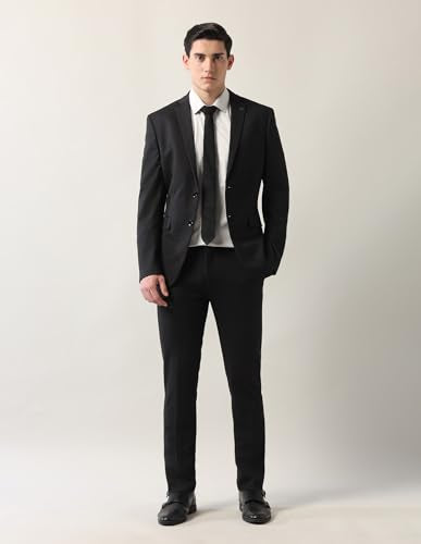 Arrow Men's Zero Calorie Slim Fit Two Piece Suit Black