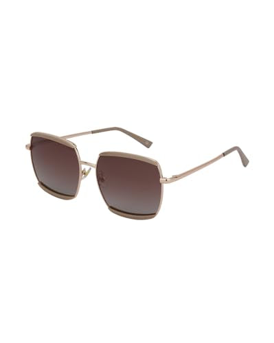 Carlton London Rose Gold and Light Brown Toned with Polarised Lens Oversized Sunglass for women