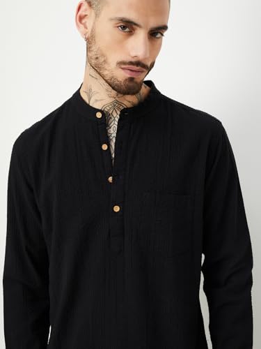 Max Men's Cotton Regular Kurta (FUBSTSP2502SD_Black