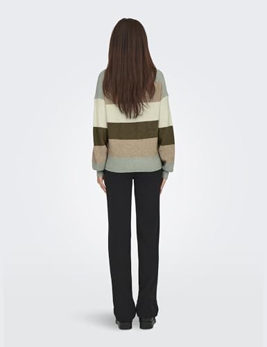 ONLY Women's Rayon Blend Round Neck Pullover Sweater (15220044-Hedge Green_Hedge