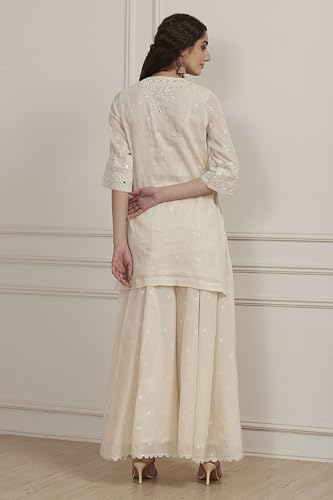 BIBA Women Yellow Cotton Straight Suit Set_38