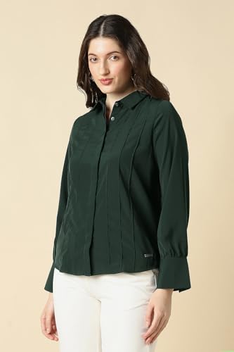 Women Green Solid Long Sleeves Shirt
