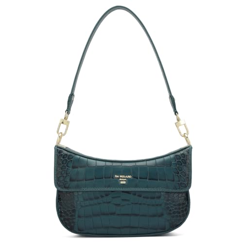 Da Milano Genuine Leather Blue Shoulder Bag (01798) (Small)